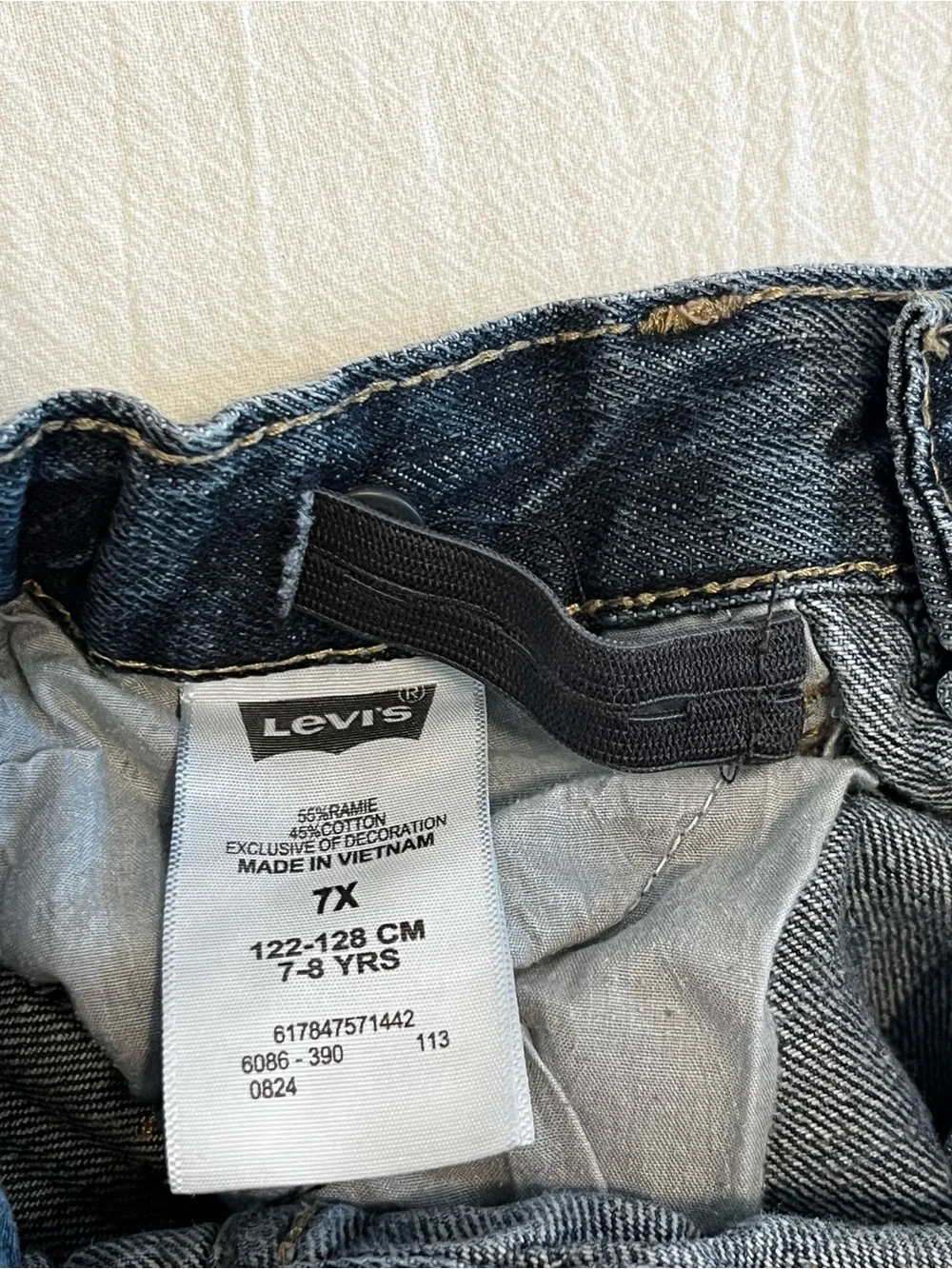 Levi’s Kids 7x Denin Jean Shorts Dark Wash Adjustable Waist Bermuda Flap Pockets
